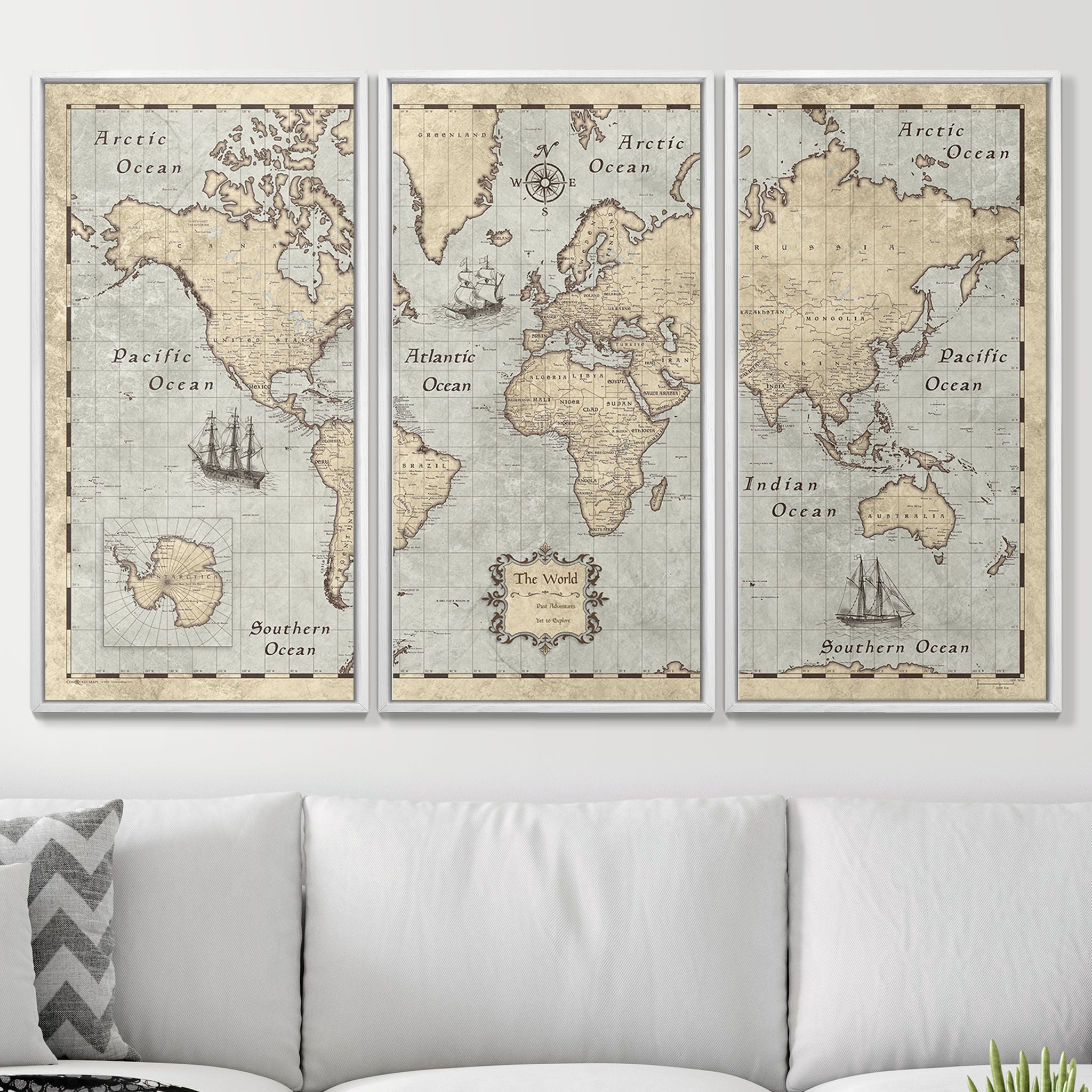 Push Pin World Map (Pin Board) - Rustic Vintage CM Pin Board