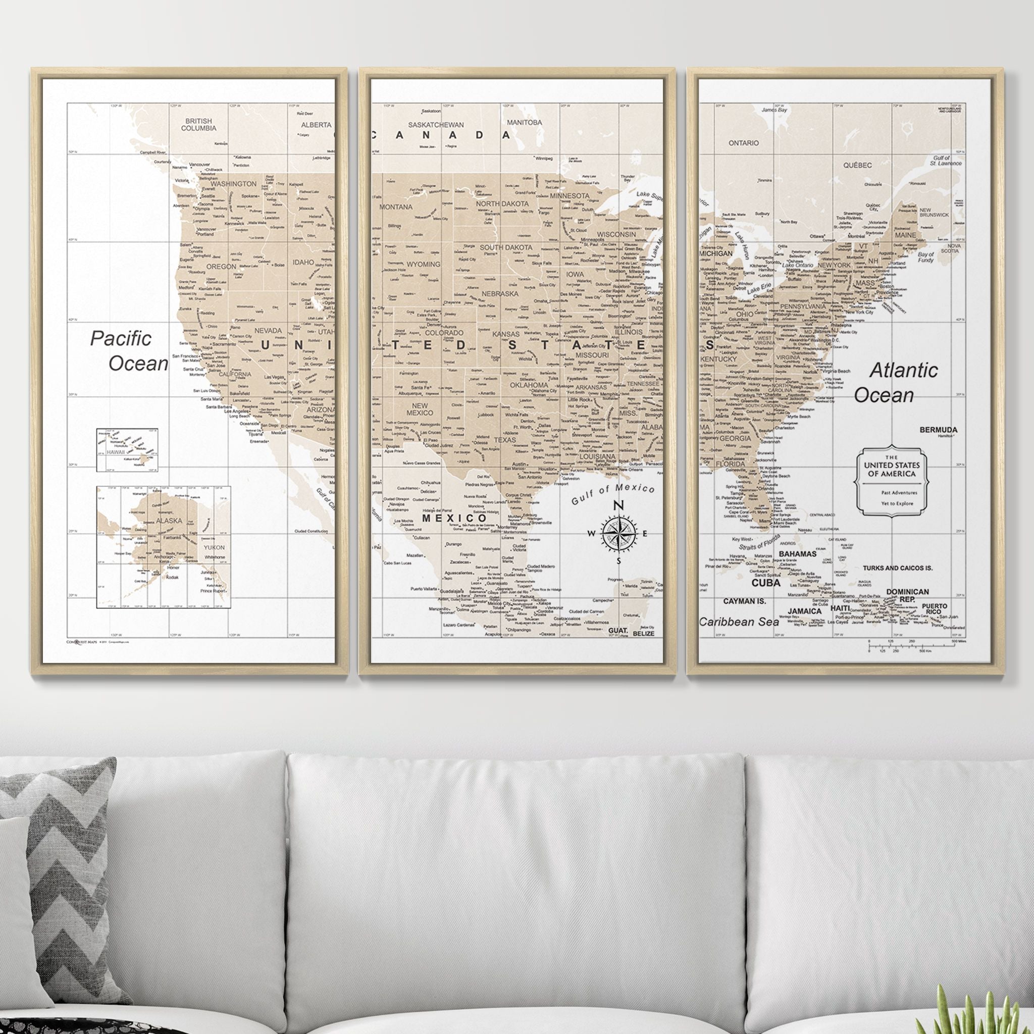 Push Pin USA Map (Pin Board) - Light Brown Color Splash CM Pin Board