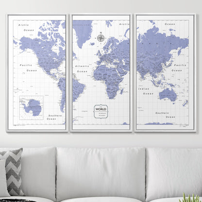 Push Pin World Map (Pin Board) - Purple Color Splash CM Pin Board