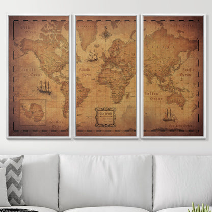 Push Pin World Map (Pin Board) - Golden Aged CM Pin Board