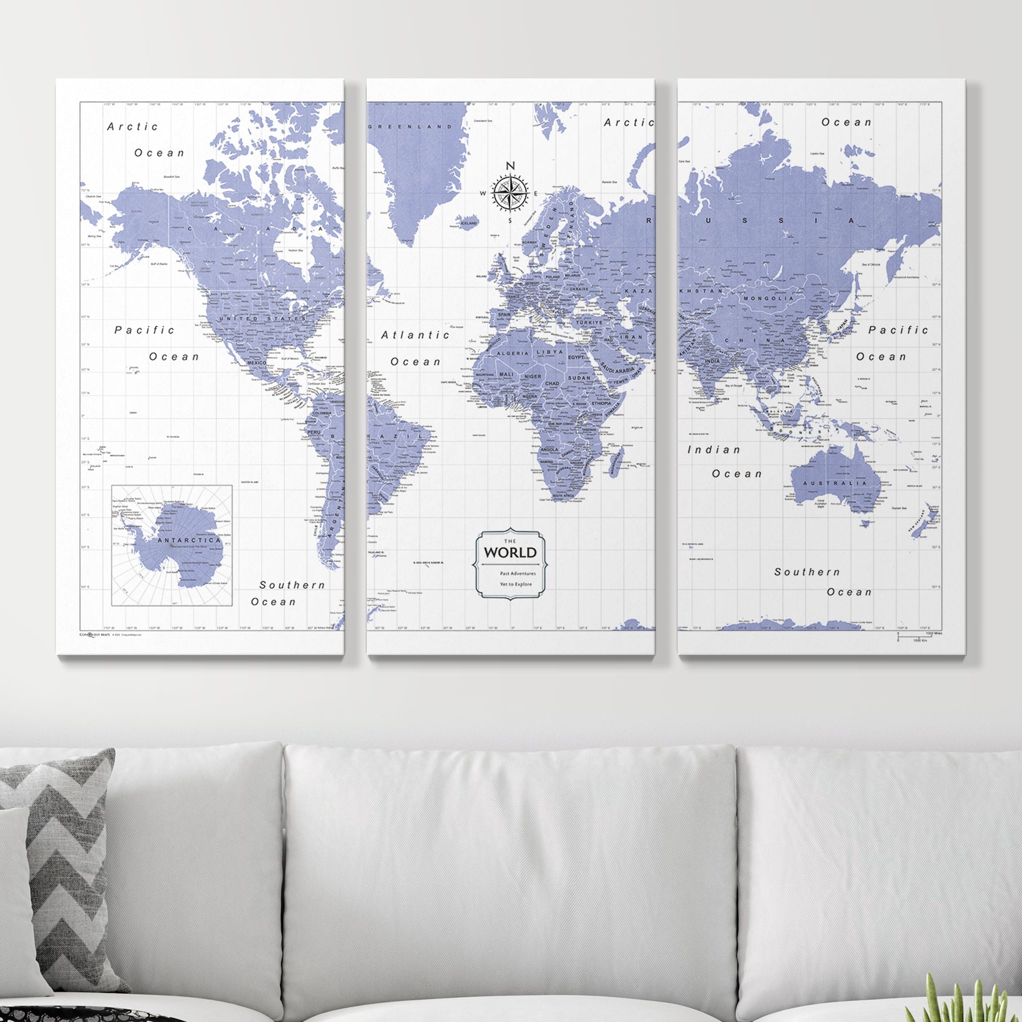 Push Pin World Map (Pin Board) - Purple Color Splash CM Pin Board