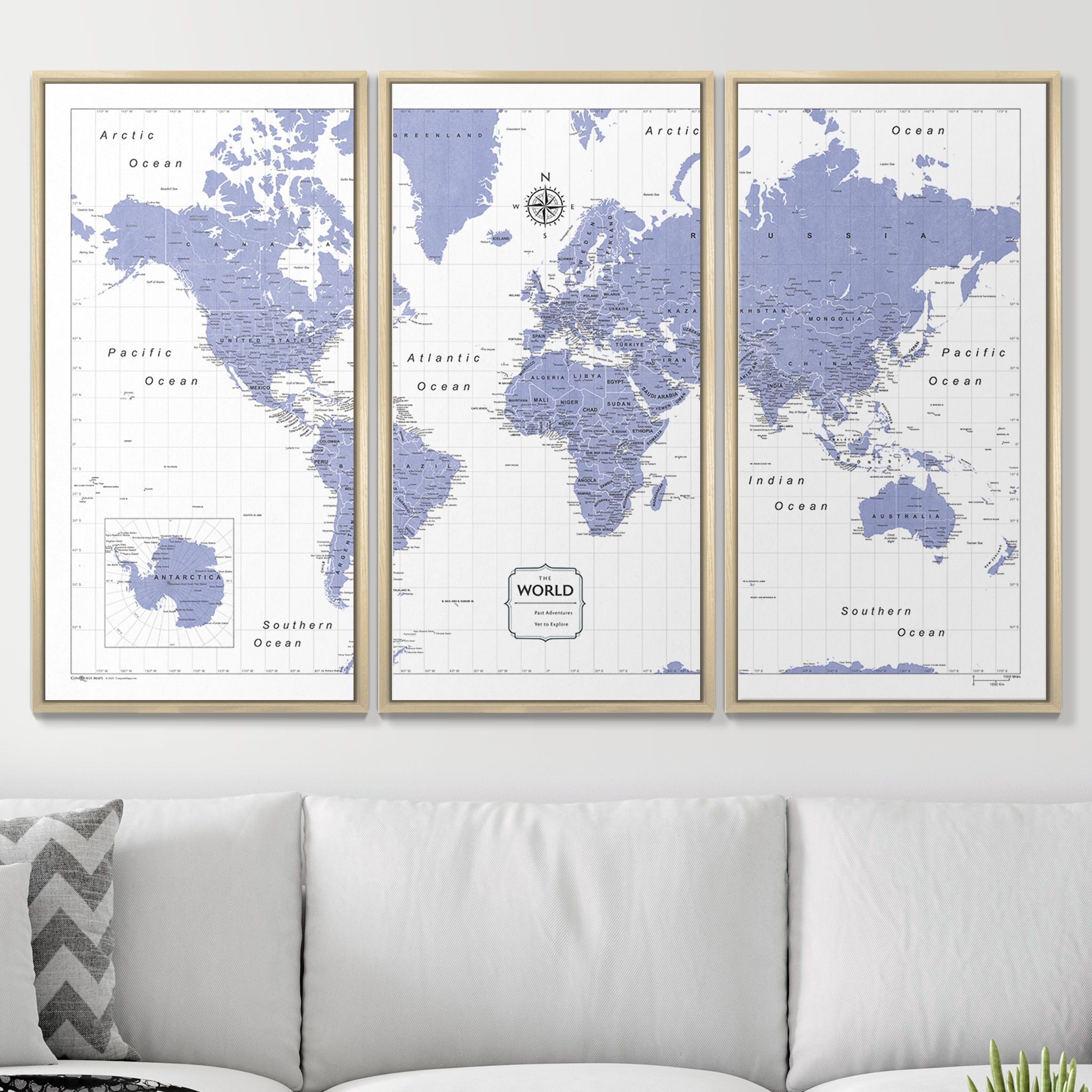 Push Pin World Map (Pin Board) - Purple Color Splash CM Pin Board