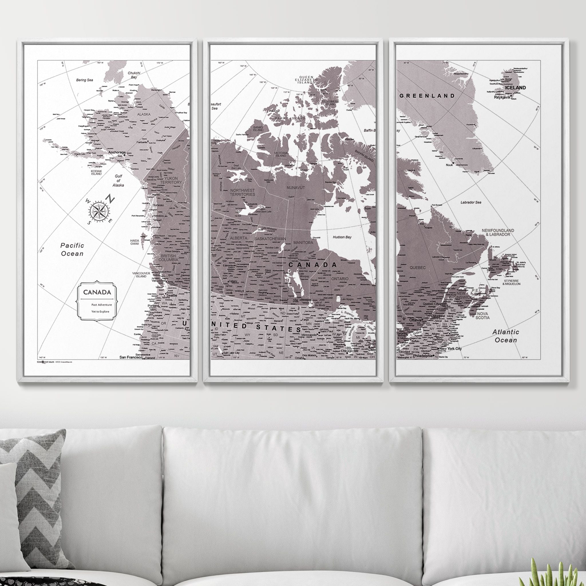 Push Pin Canada Map (Pin Board) - Dark Brown Color Splash CM Pin Board