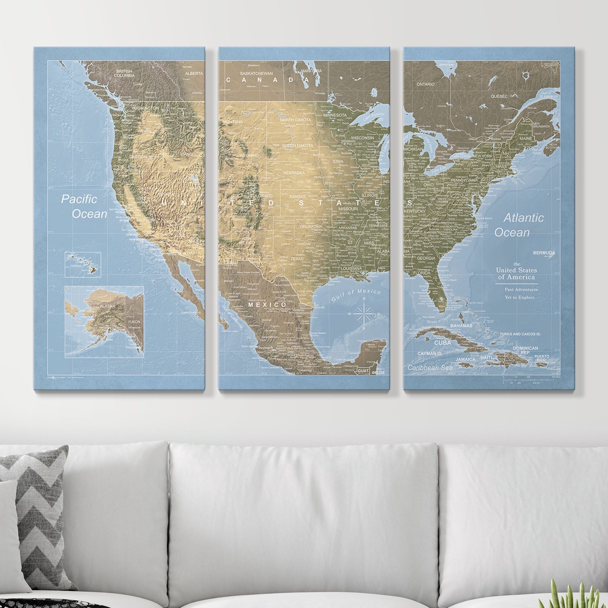 Push Pin USA Map (Pin Board) - Natural Earth CM Pin Board