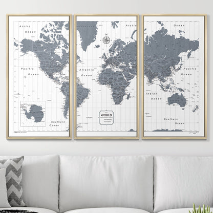 Push Pin World Map (Pin Board) - Dark Gray Color Splash CM Pin Board