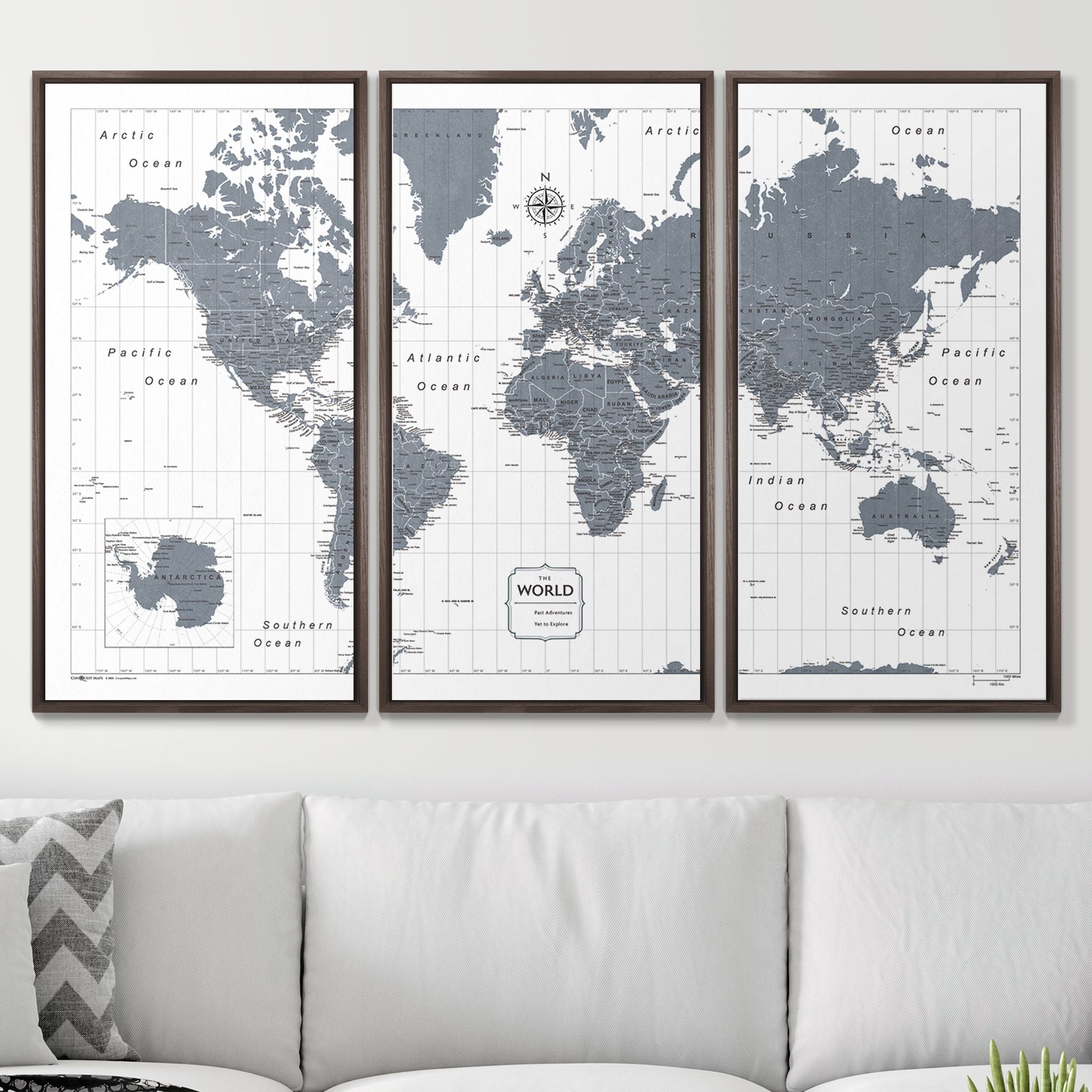 Push Pin World Map (Pin Board) - Dark Gray Color Splash CM Pin Board