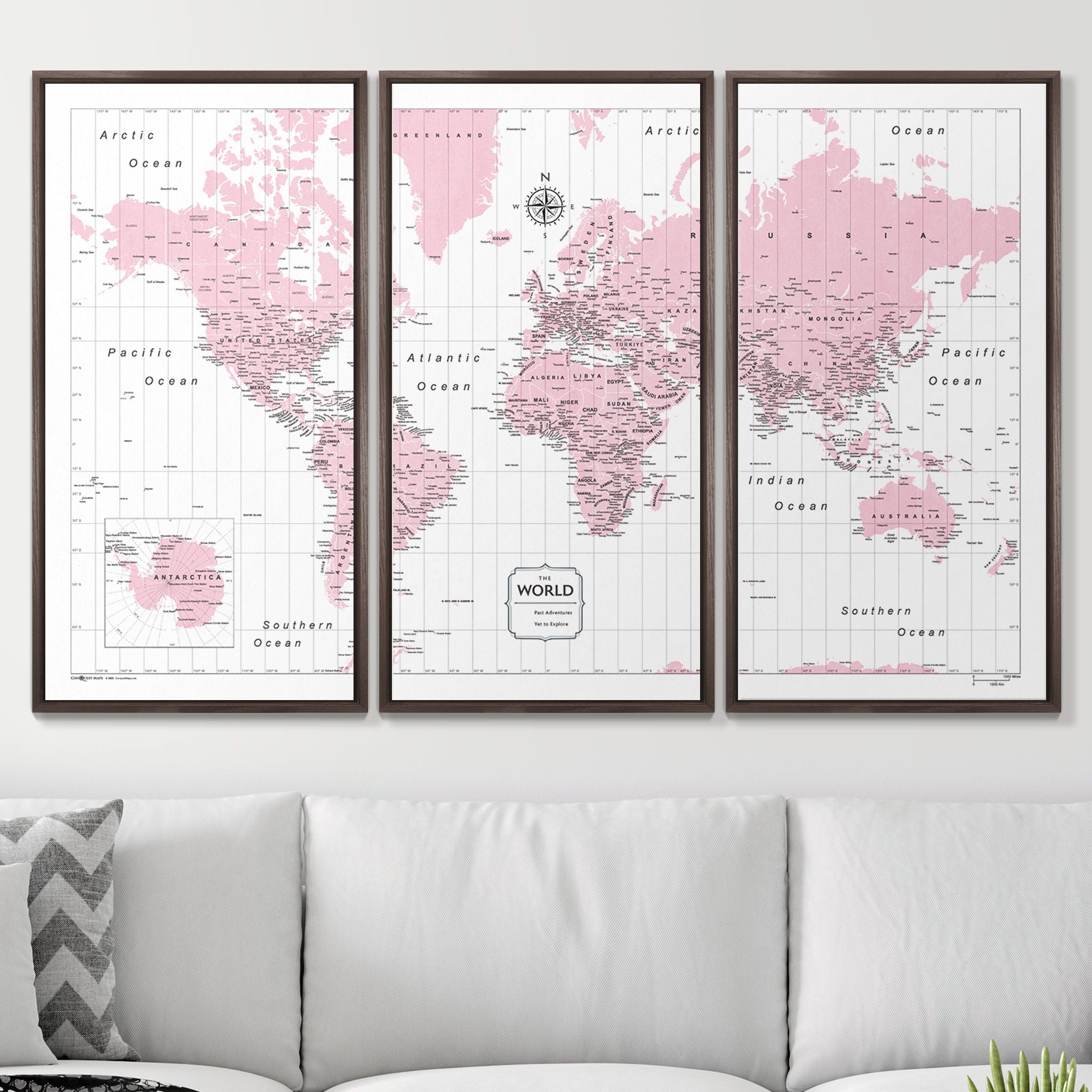 Push Pin World Map (Pin Board) - Pink Color Splash CM Pin Board