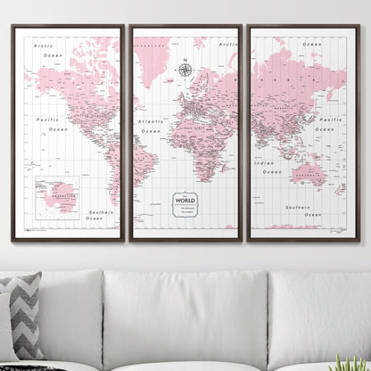 Push Pin World Map (Pin Board) - Pink Color Splash CM Pin Board