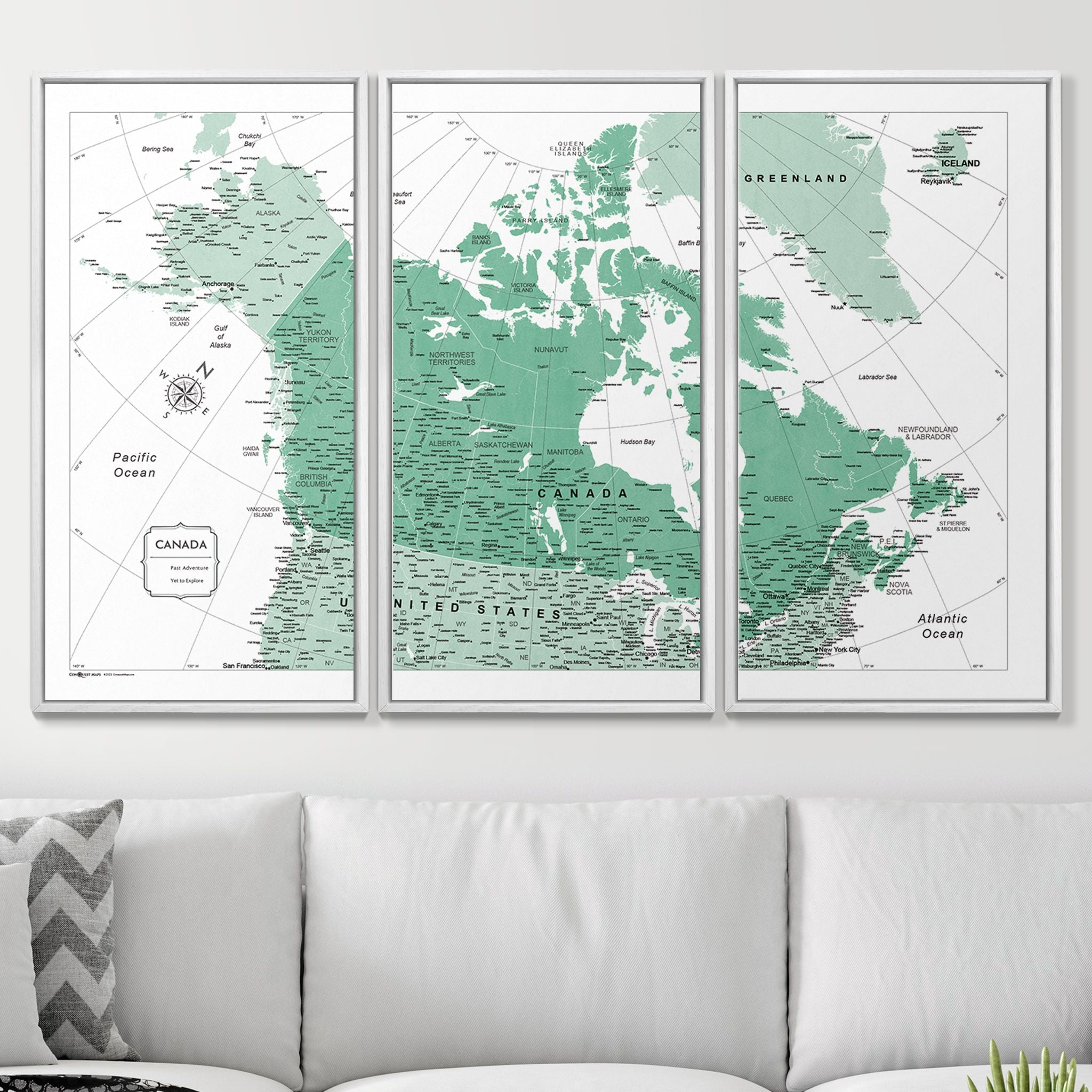 Push Pin Canada Map (Pin Board) - Green Color Splash CM Pin Board