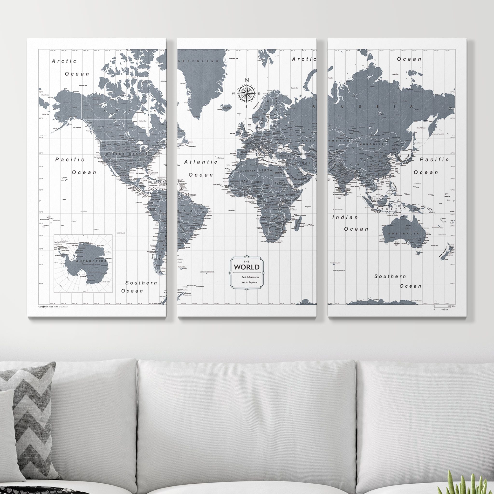 Push Pin World Map (Pin Board) - Dark Gray Color Splash CM Pin Board