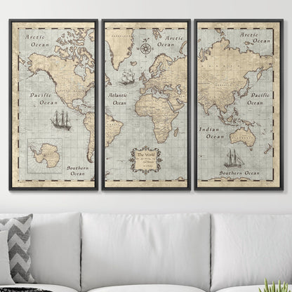 Push Pin World Map (Pin Board) - Rustic Vintage CM Pin Board