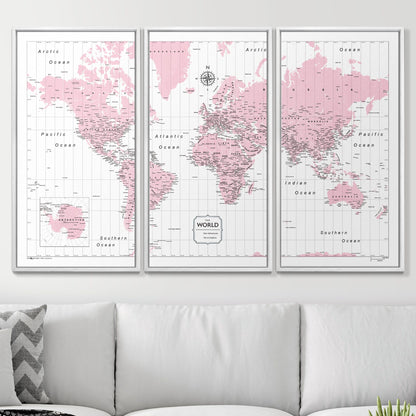 Push Pin World Map (Pin Board) - Pink Color Splash CM Pin Board