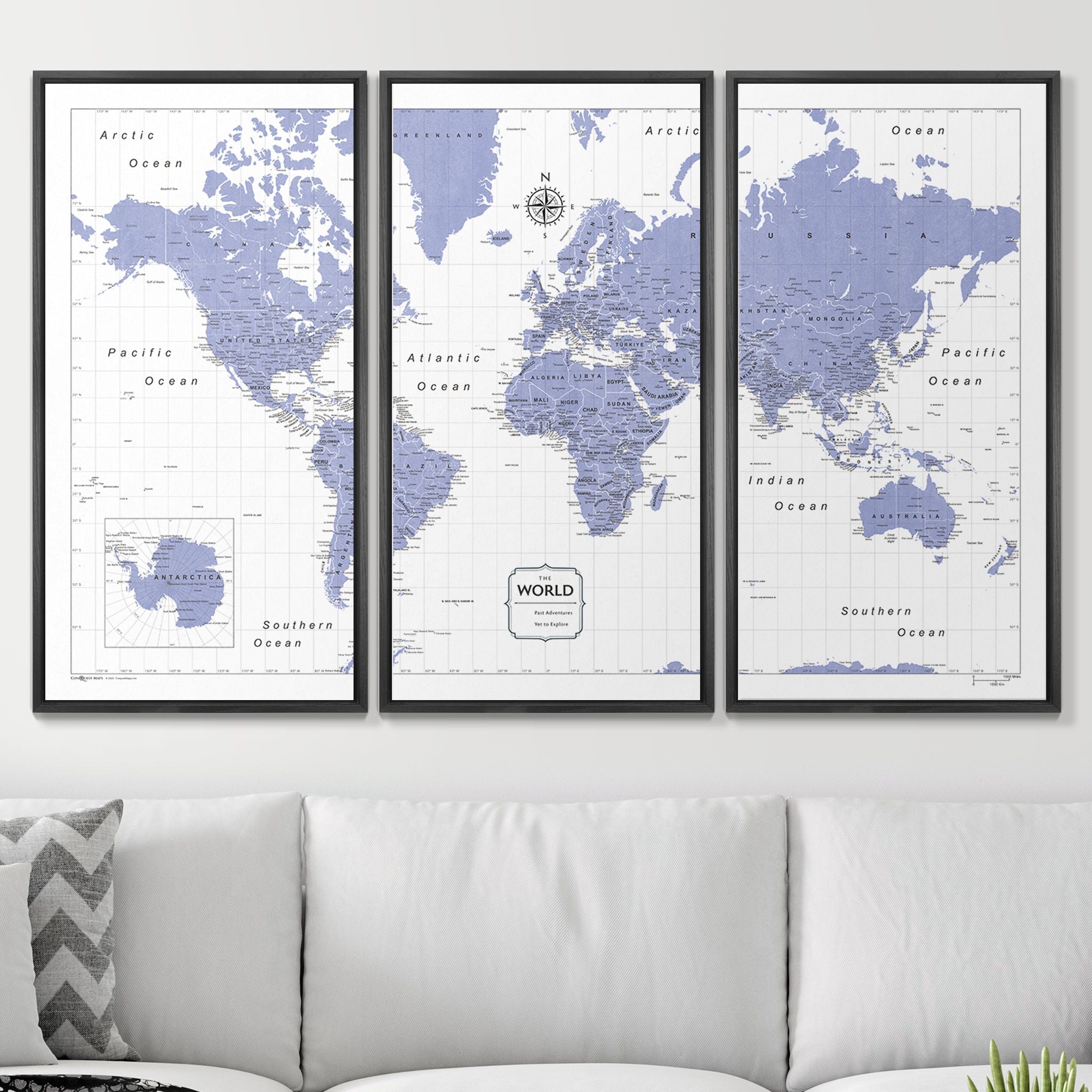 Push Pin World Map (Pin Board) - Purple Color Splash CM Pin Board