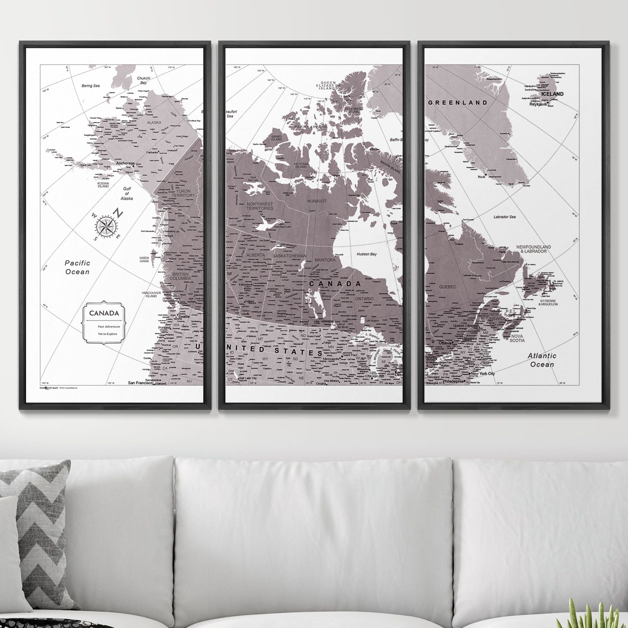 Push Pin Canada Map (Pin Board) - Dark Brown Color Splash CM Pin Board