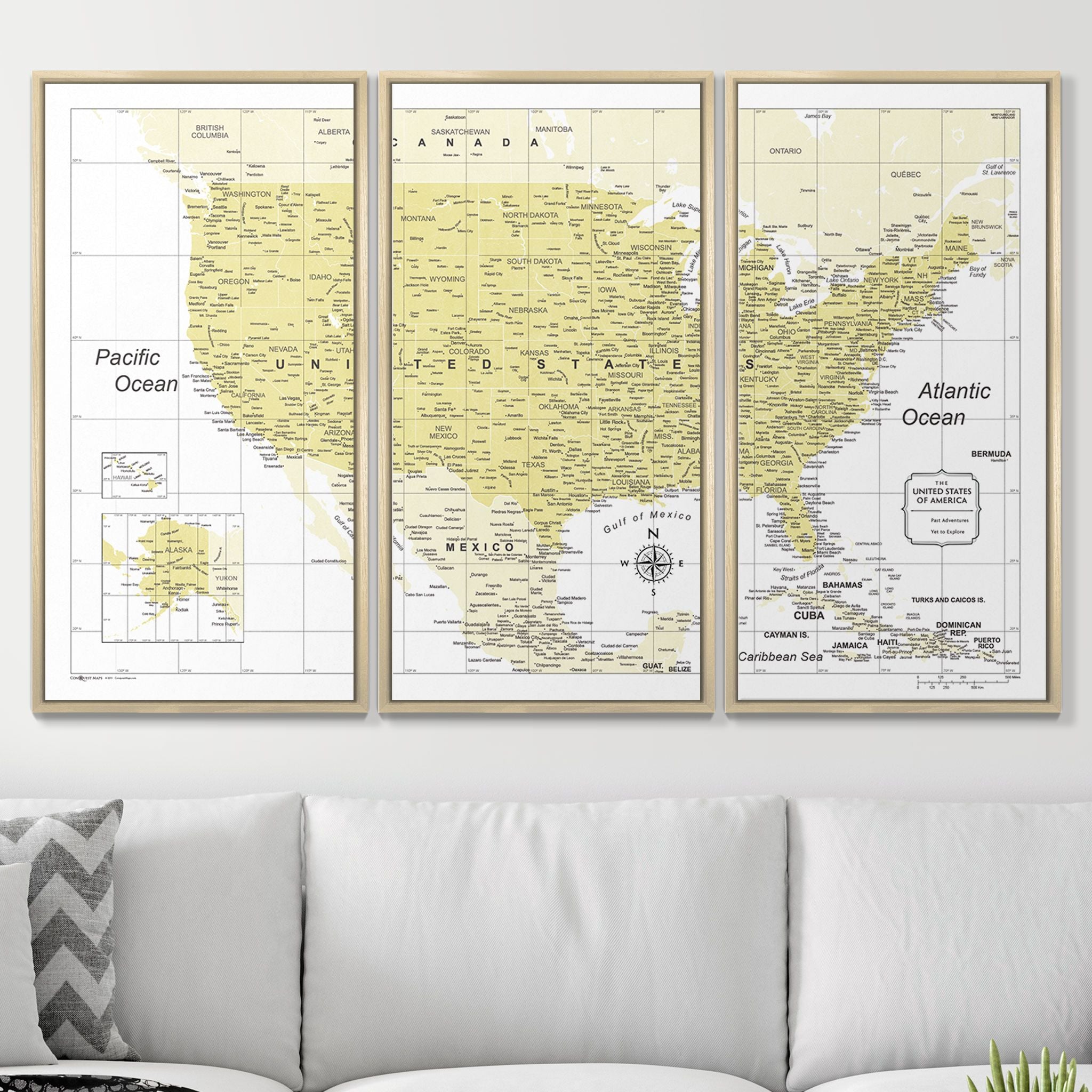 Push Pin USA Map (Pin Board) - Yellow Color Splash CM Pin Board