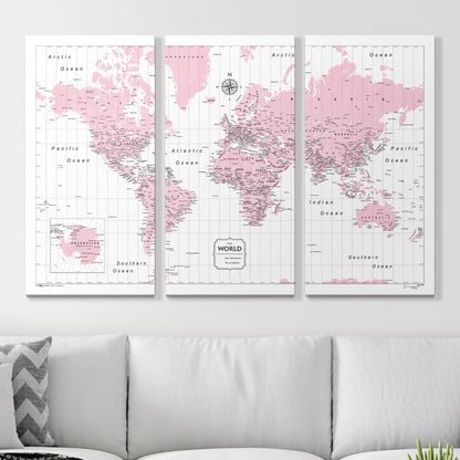 Push Pin World Map (Pin Board) - Pink Color Splash CM Pin Board