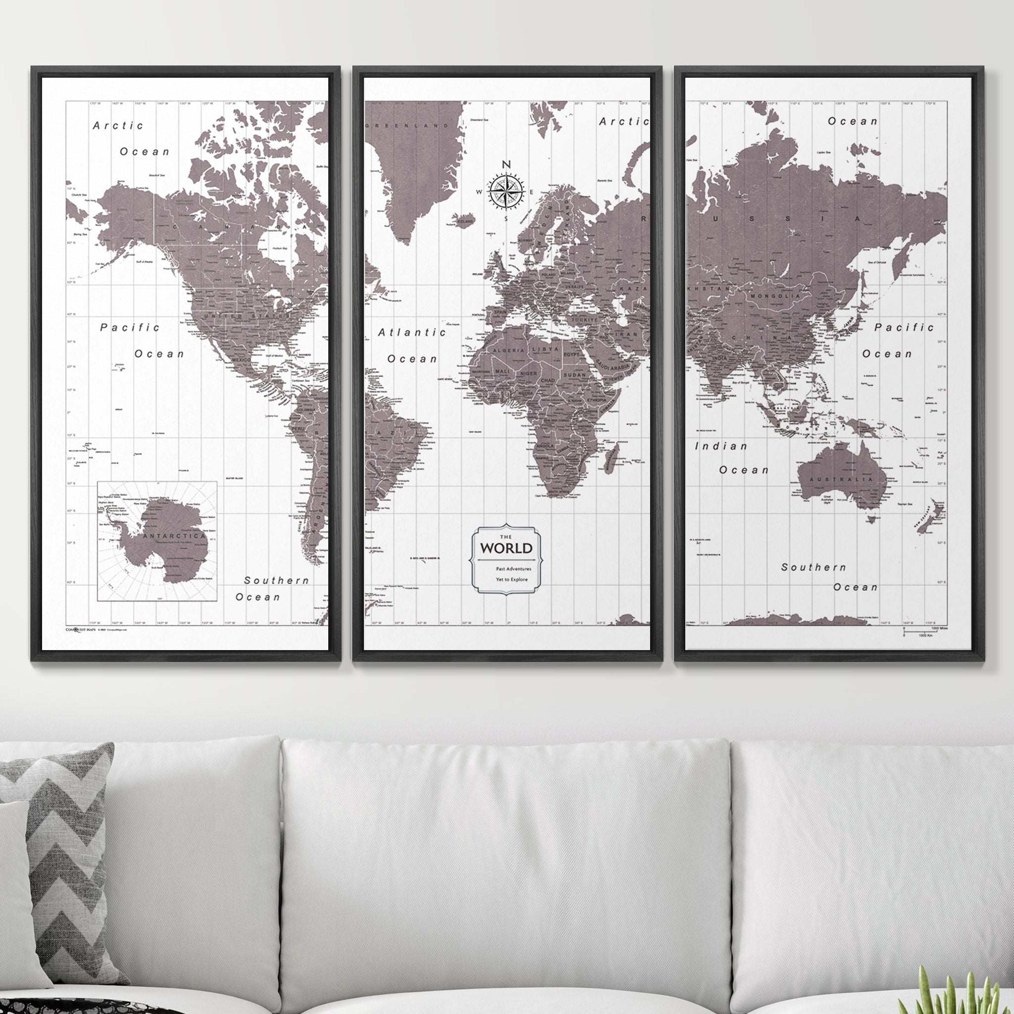 Push Pin World Map (Pin Board) - Dark Brown Color Splash CM Pin Board