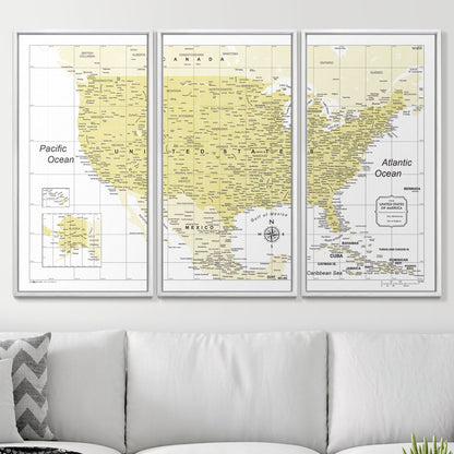 Push Pin USA Map (Pin Board) - Yellow Color Splash CM Pin Board