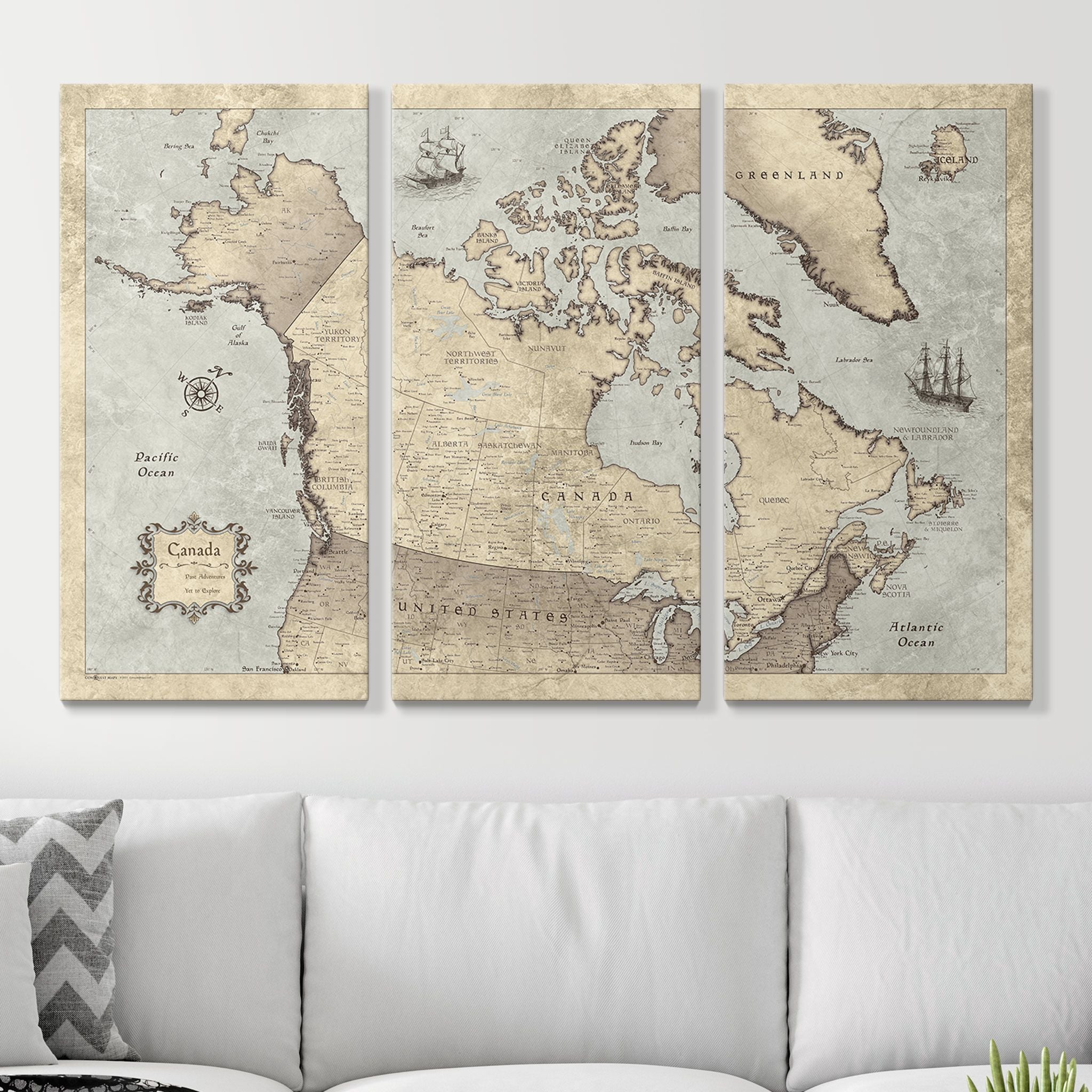 Push Pin Canada Map (Pin Board) - Rustic Vintage CM Pin Board