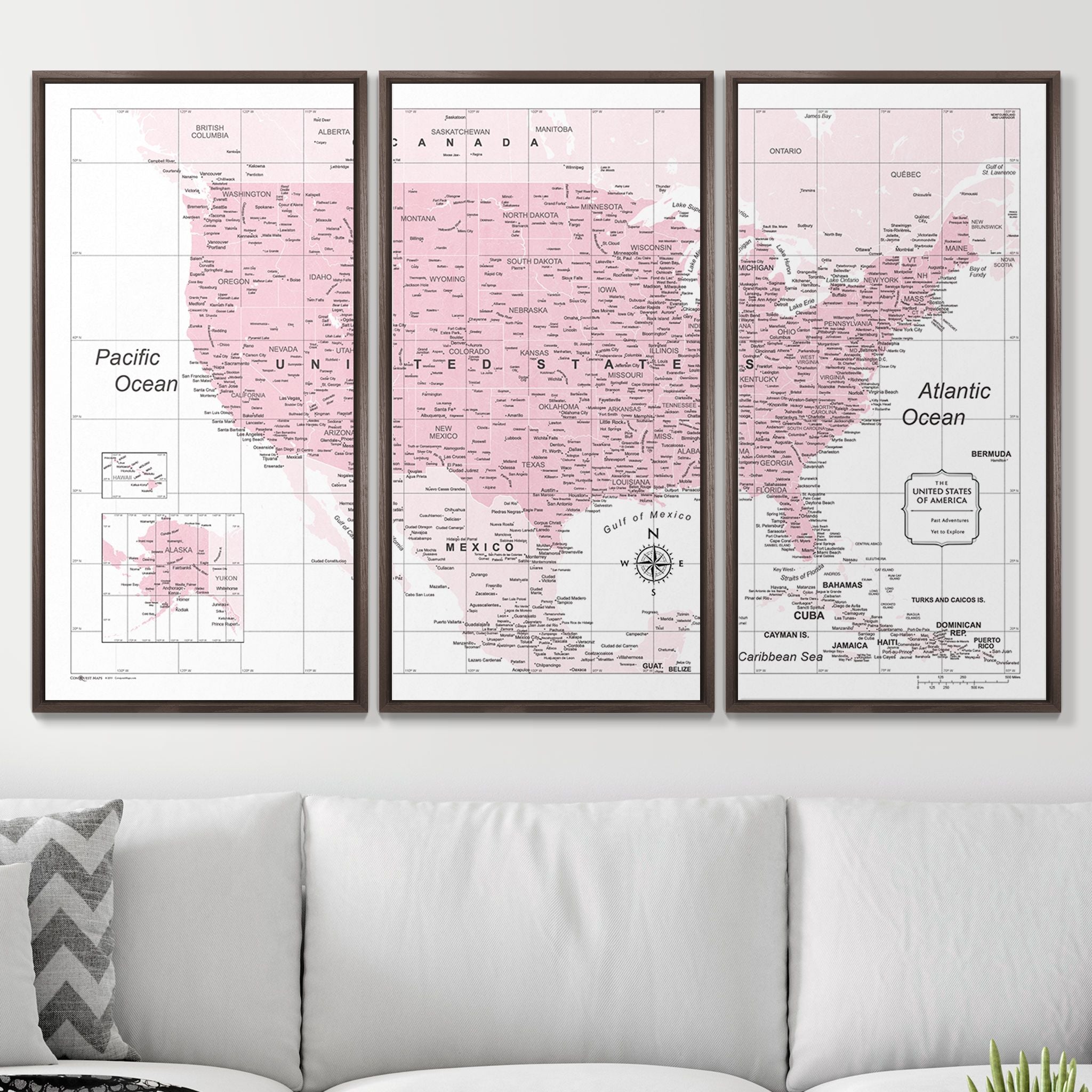 Push Pin USA Map (Pin Board) - Pink Color Splash CM Pin Board