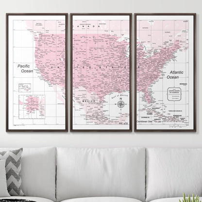 Push Pin USA Map (Pin Board) - Pink Color Splash CM Pin Board