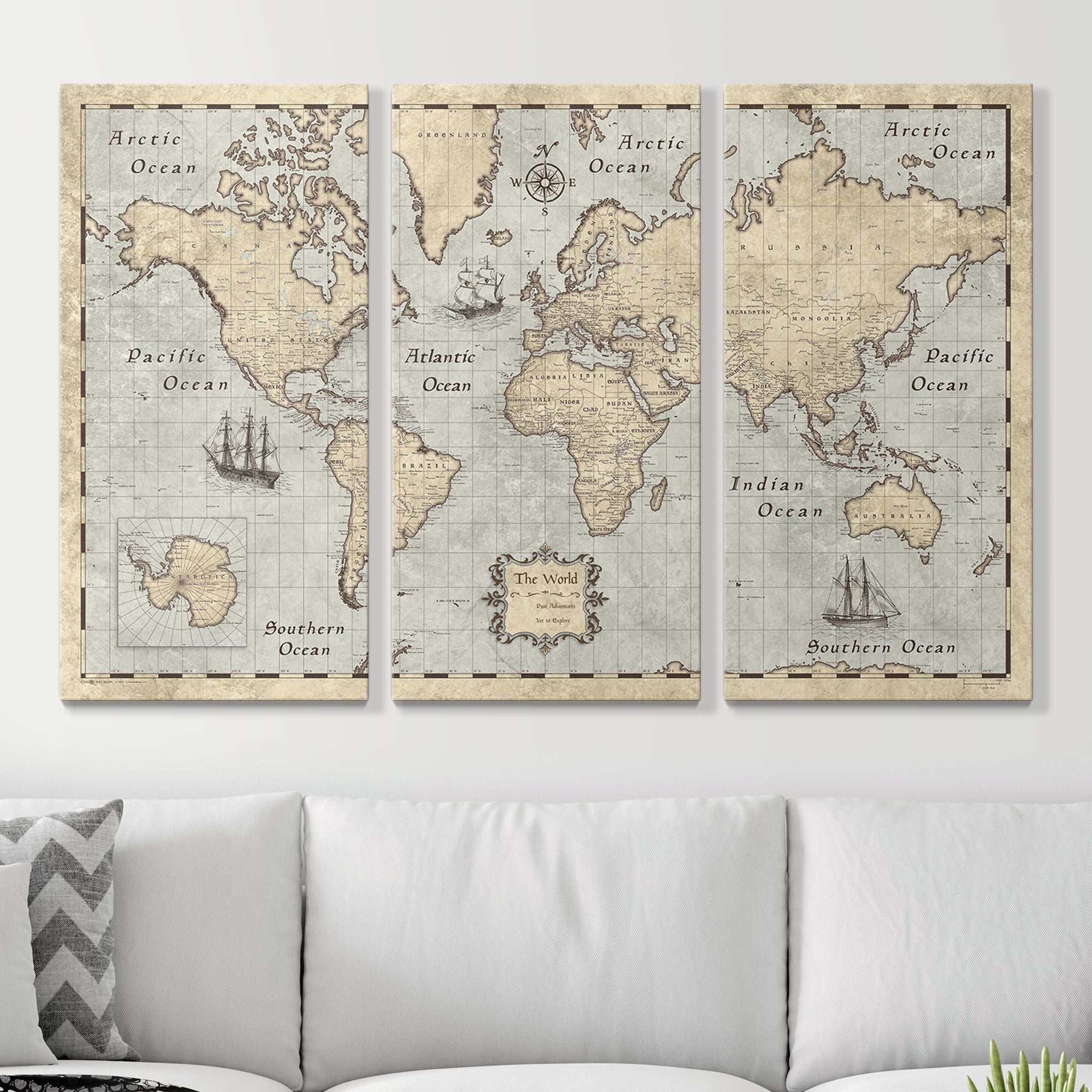 Push Pin World Map (Pin Board) - Rustic Vintage CM Pin Board