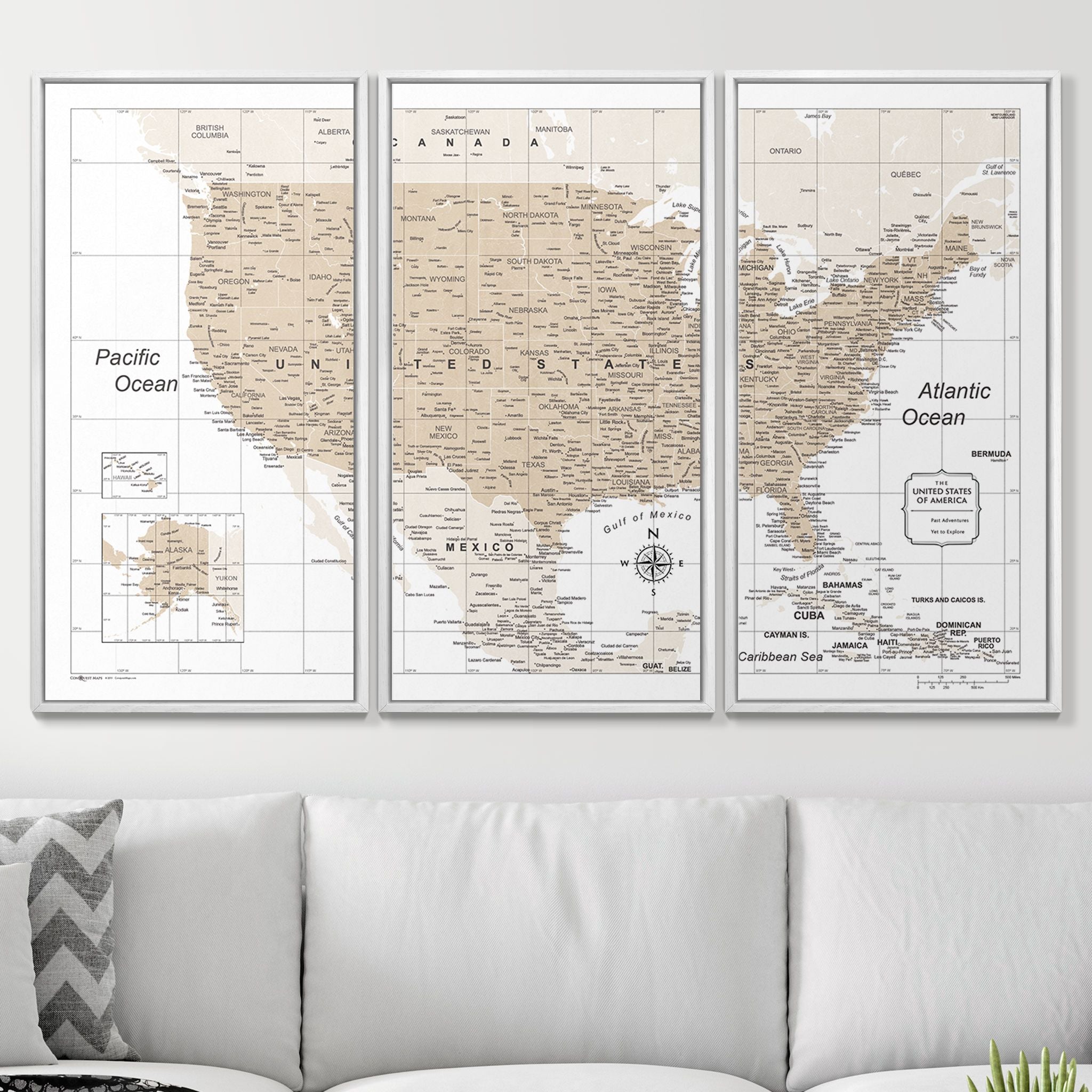 Push Pin USA Map (Pin Board) - Light Brown Color Splash CM Pin Board