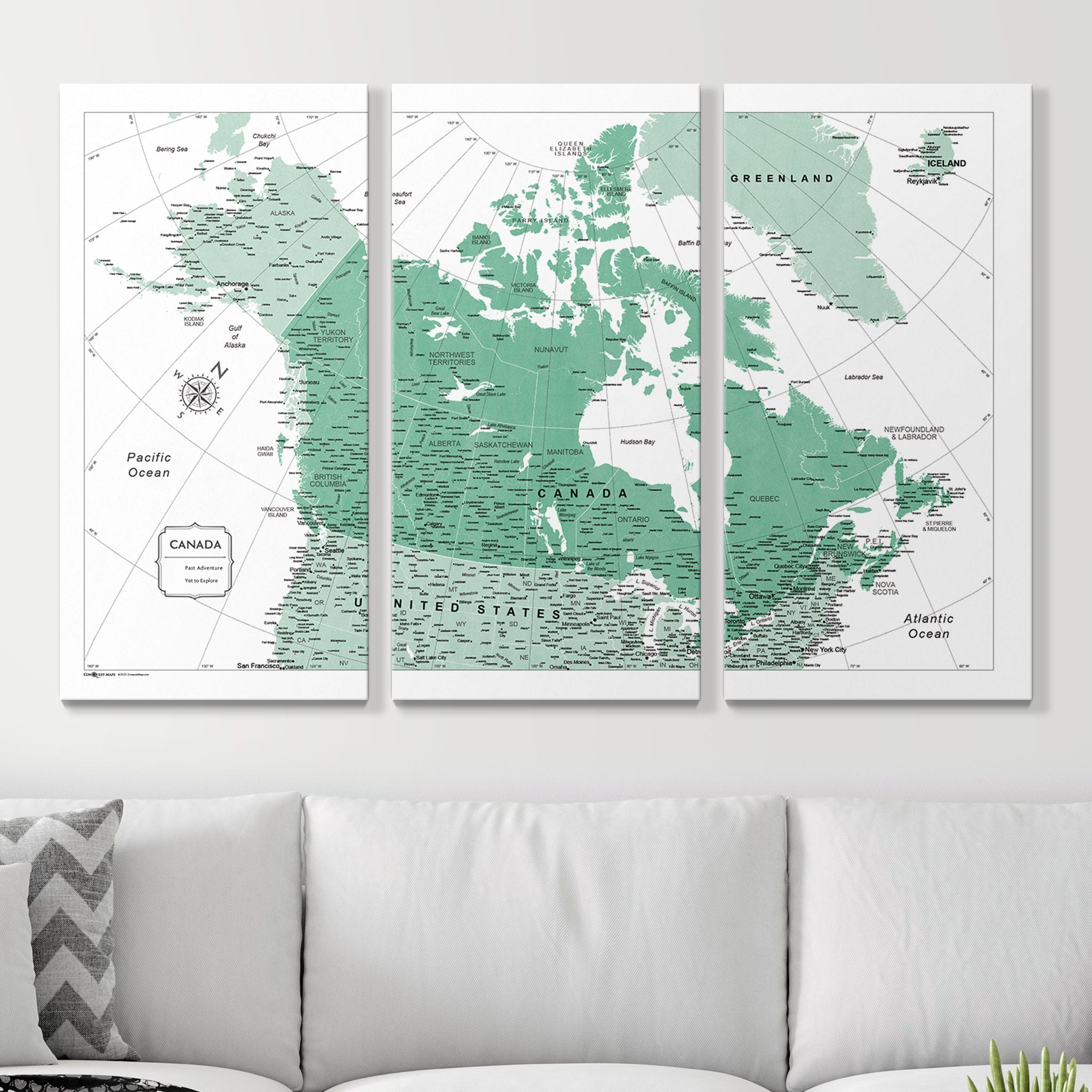 Push Pin Canada Map (Pin Board) - Green Color Splash CM Pin Board