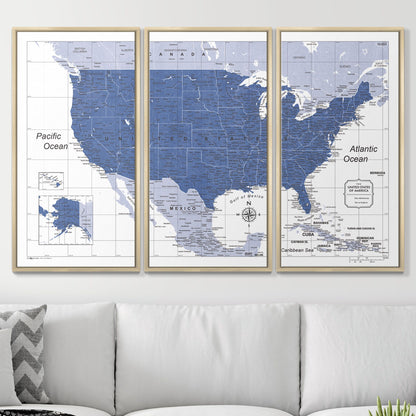 Push Pin USA Map (Pin Board) - Navy Color Splash CM Pin Board