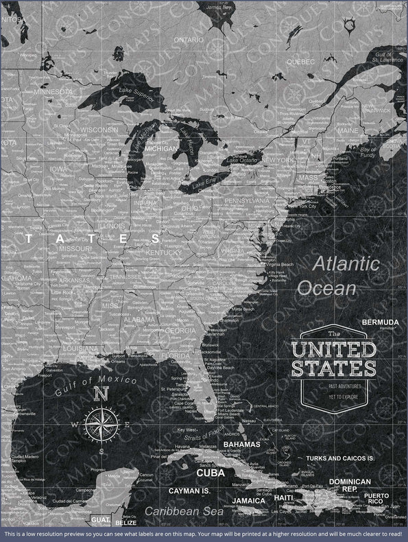 USA Map Poster - Modern Slate CM Poster