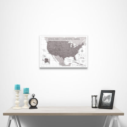 National Parks Map Poster - Dark Brown Color Splash CM Poster