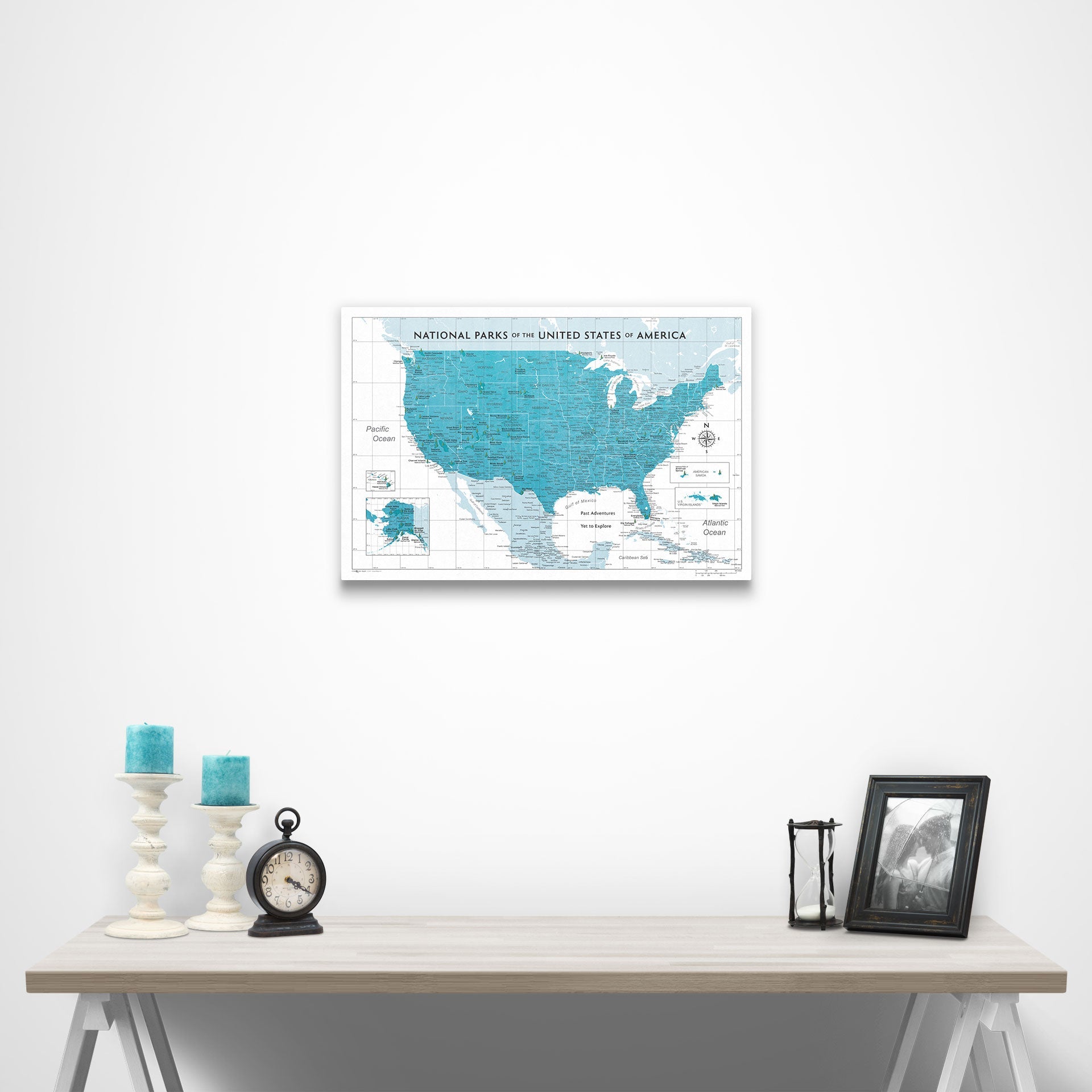 National Parks Map Poster - Teal Color Splash CM Poster