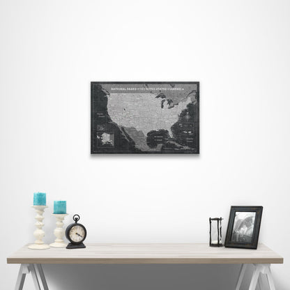 National Parks Map Poster - Modern Slate CM Poster