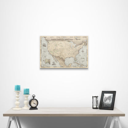 National Parks Map Poster - Rustic Vintage CM Poster