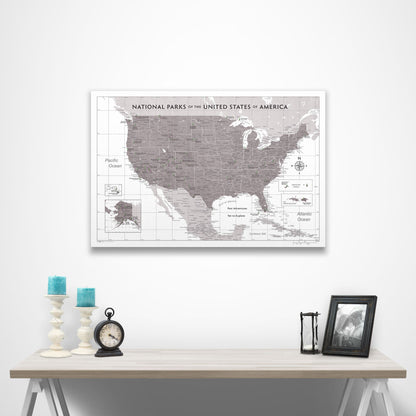 National Parks Map Poster - Dark Brown Color Splash CM Poster