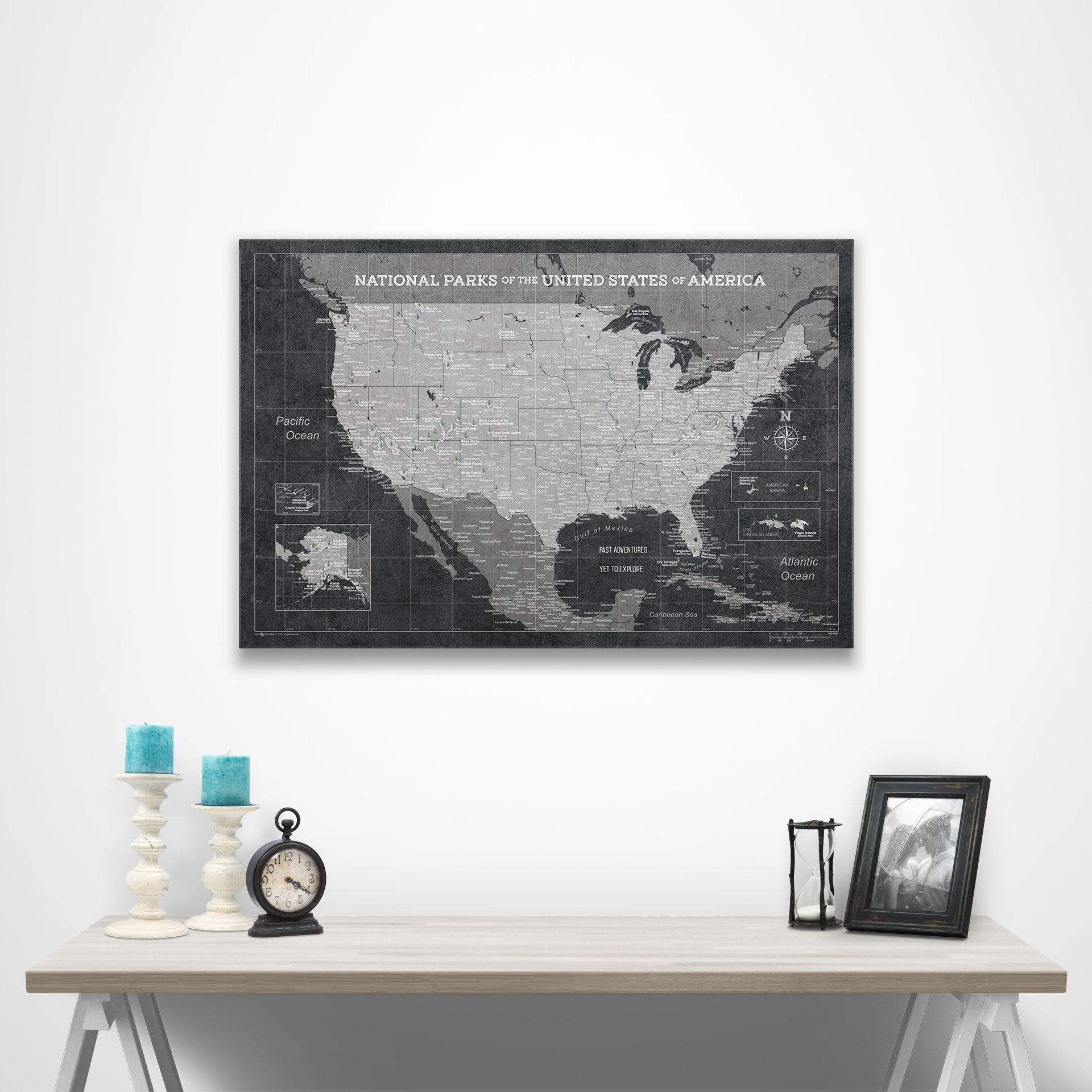 National Parks Map Poster - Modern Slate CM Poster