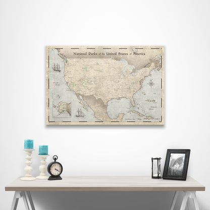 National Parks Map Poster - Rustic Vintage CM Poster