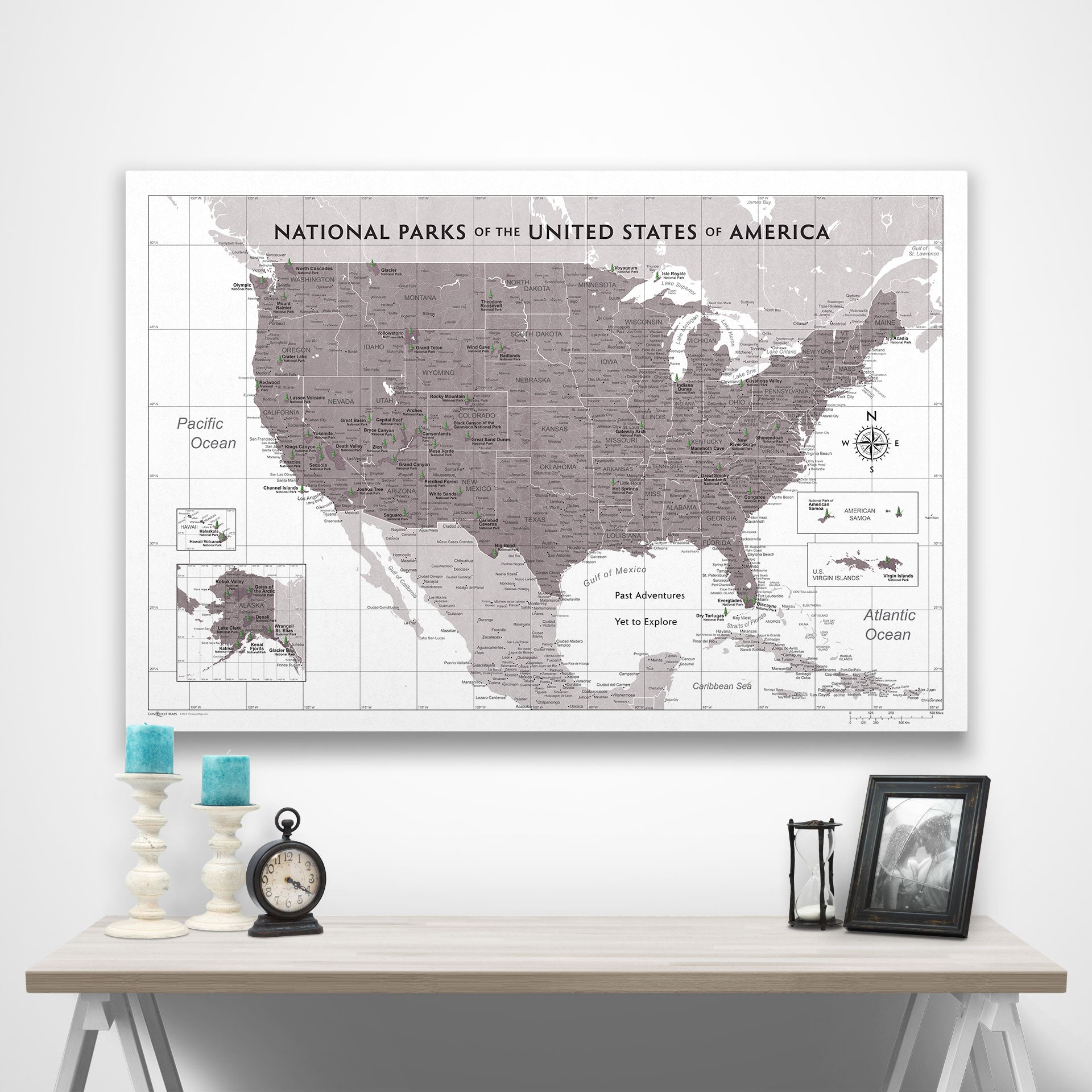 National Parks Map Poster - Dark Brown Color Splash CM Poster