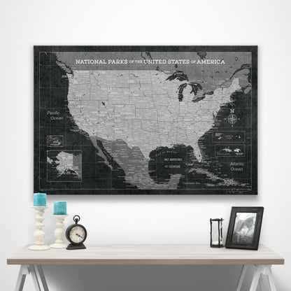 National Parks Map Poster - Modern Slate CM Poster