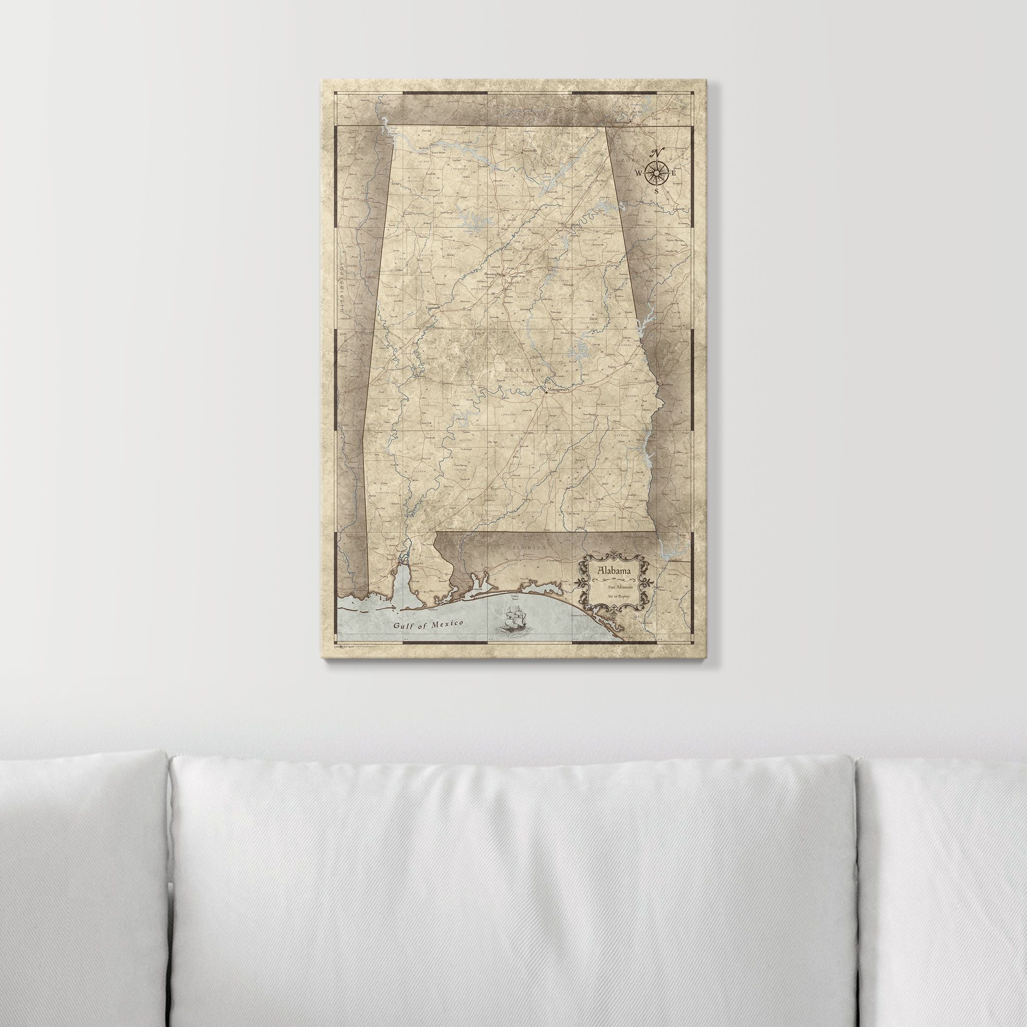 Push Pin Alabama Map (Pin Board) - Rustic Vintage CM Pin Board