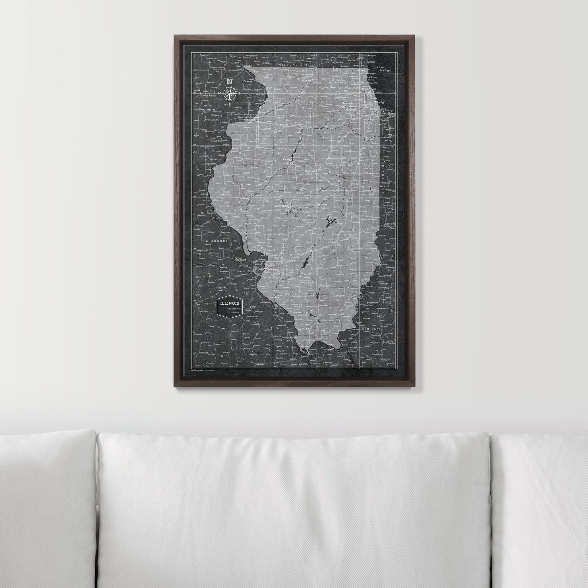 Push Pin Illinois Map (Pin Board) - Modern Slate CM Pin Board