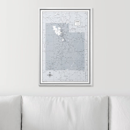 Push Pin Utah Map (Pin Board) - Light Gray Color Splash CM Pin Board