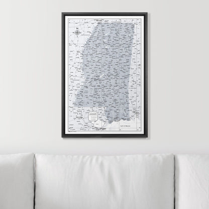 Push Pin Mississippi Map (Pin Board) - Light Gray Color Splash CM Pin Board