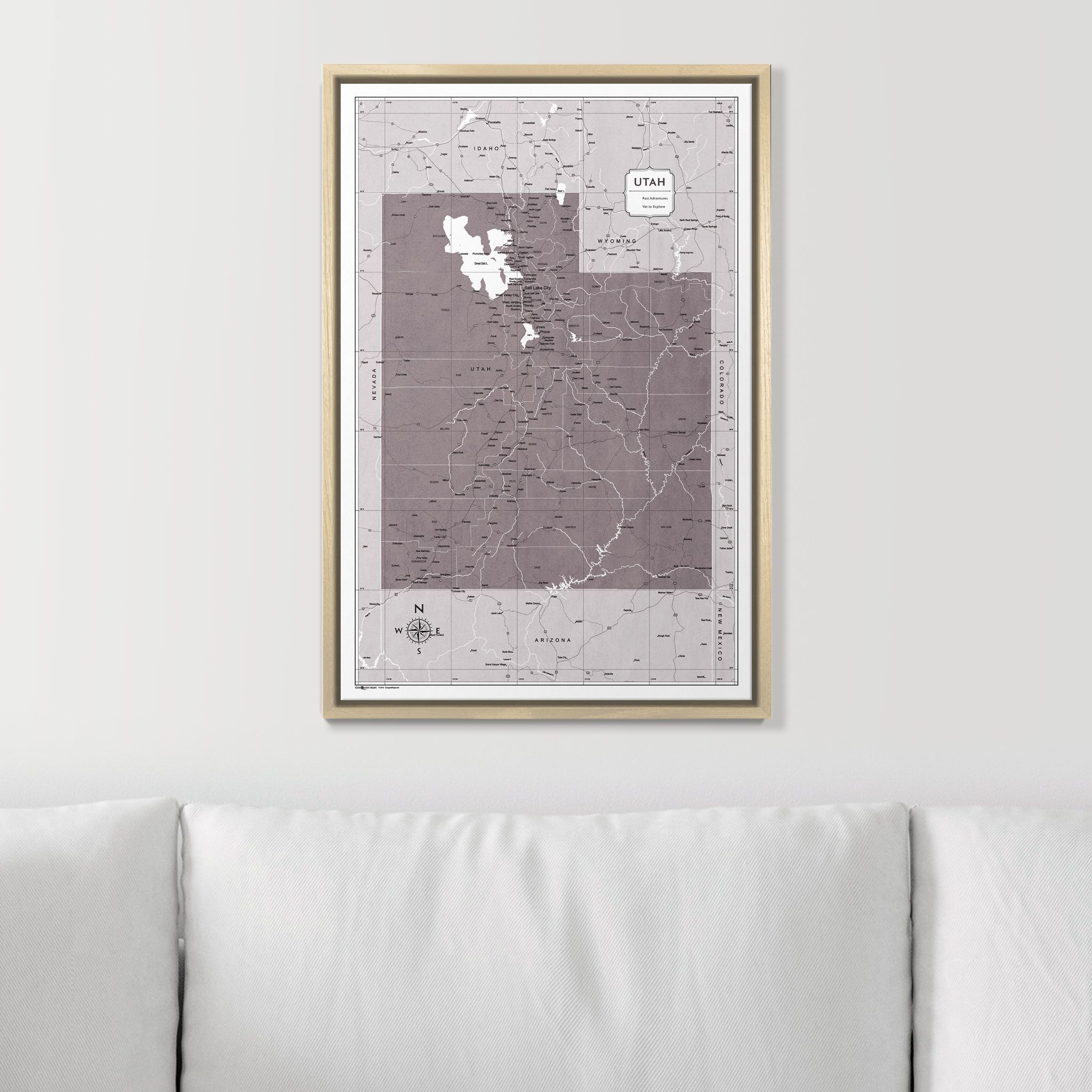 Push Pin Utah Map (Pin Board) - Dark Brown Color Splash CM Pin Board