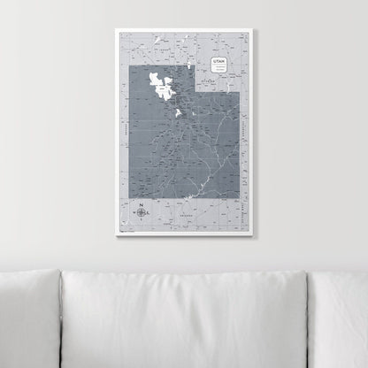 Push Pin Utah Map (Pin Board) - Dark Gray Color Splash CM Pin Board