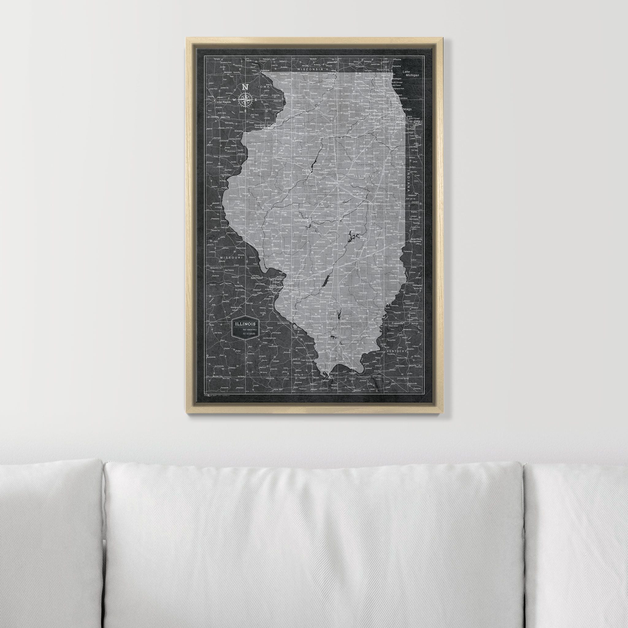 Push Pin Illinois Map (Pin Board) - Modern Slate CM Pin Board