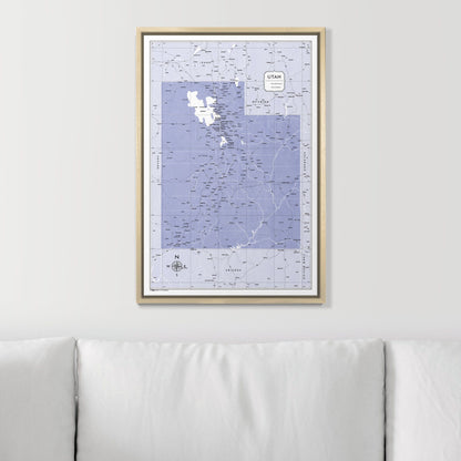 Push Pin Utah Map (Pin Board) - Purple Color Splash CM Pin Board