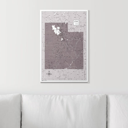 Push Pin Utah Map (Pin Board) - Dark Brown Color Splash CM Pin Board