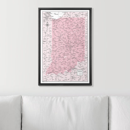 Push Pin Indiana Map (Pin Board) - Pink Color Splash CM Pin Board