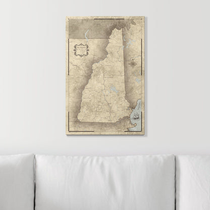 Push Pin New Hampshire Map (Pin Board) - Rustic Vintage CM Pin Board